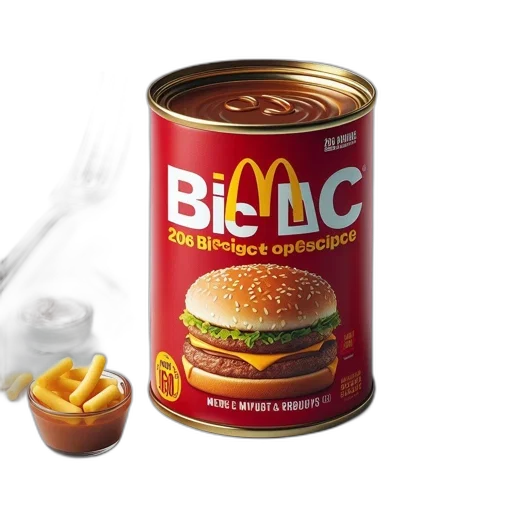 food, photorealistic, amusing, illustration, features, bic, mac, can transparent PNG cut-out