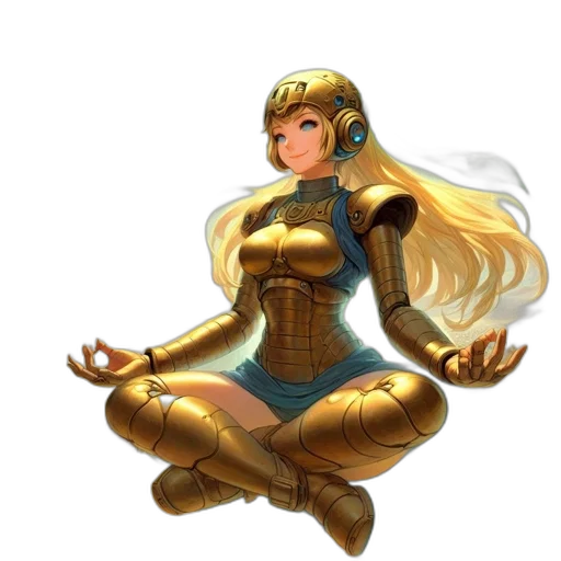 dress, concept art, fantasy art, pixel art, 3d render, golden, young, woman transparent PNG cut-out