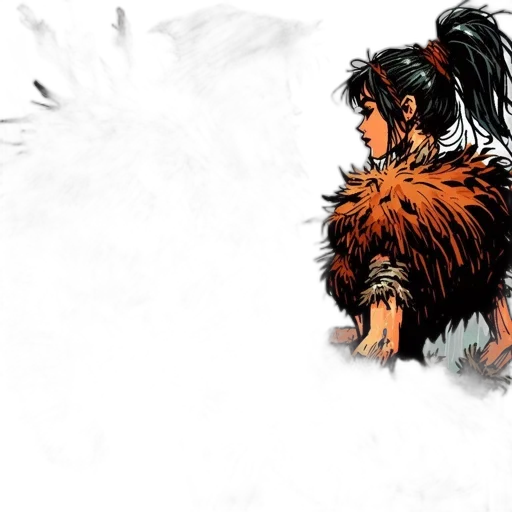 concept art, comic book art, fantasy art, anime, two, characters, tribal, aesthetic transparent PNG cut-out