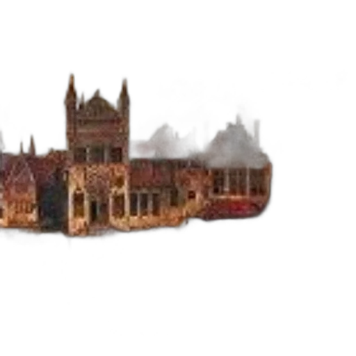 building, crown, 3d render, concept art, photorealistic, fantasy art, fog, city street transparent PNG cut-out