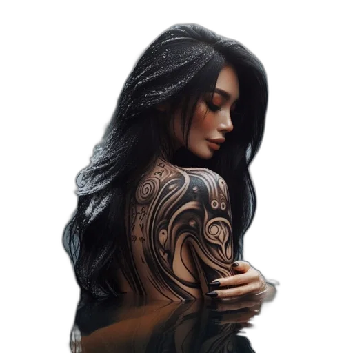 dress, hair, jewelry, fantasy art, photorealistic, concept art, comic book art, dark transparent PNG cut-out