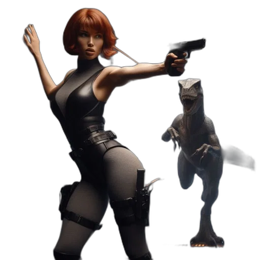 weapon, concept art, cyberpunk, 3d render, comic book art, sci-fi, corridor, woman transparent PNG cut-out