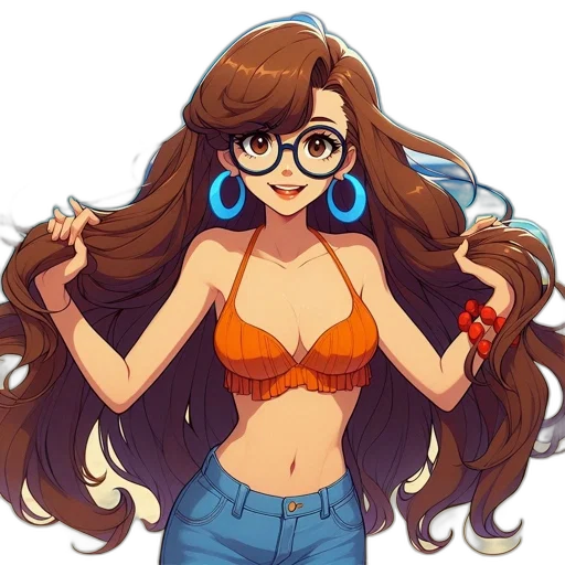 hair, dress, jewelry, anime, cartoon, pixel art, fantasy art, animated transparent PNG cut-out
