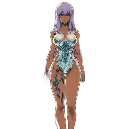 dress, robot, concept art, fantasy art, 3d render, anime, pastel, inside transparent PNG cut-out