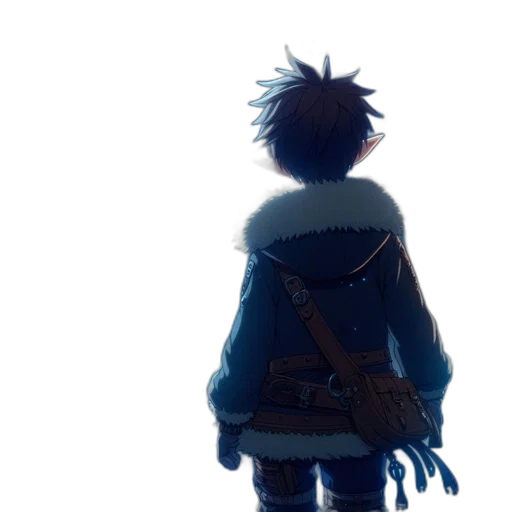 jacket, sword, weapon, staff, concept art, anime, 3d render, pixel art transparent PNG cut-out