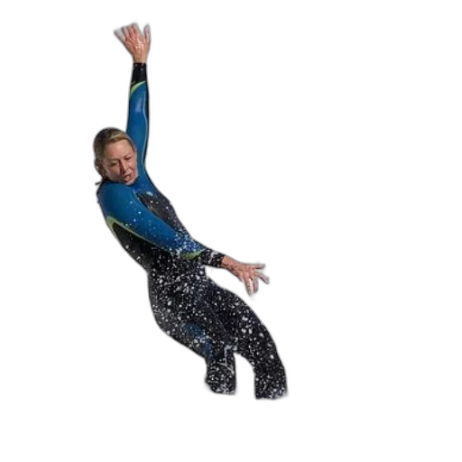hair, creature, jacket, staff, surfer, blue, black, wetsuit transparent PNG cut-out