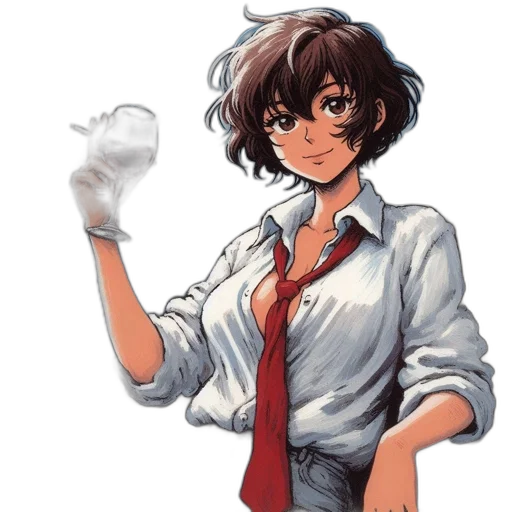 staff, weapon, jacket, dress, anime, concept art, pixel art, cartoon transparent PNG cut-out