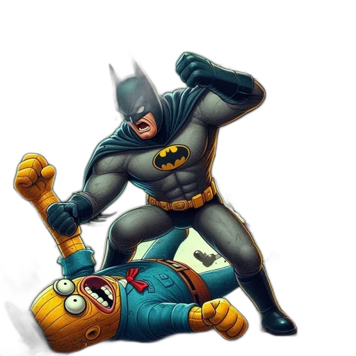 comic book art, concept art, pixel art, fantasy art, action-packed, scene, features, batman transparent PNG cut-out