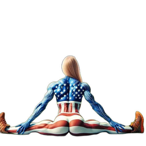 comic book art, concept art, cartoon, pixel art, woman, star-spangled, bodysuit, reclines transparent PNG cut-out