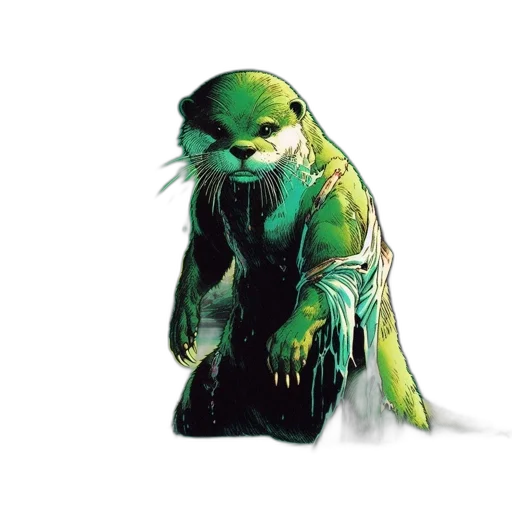 creature, animal, concept art, comic book art, watercolor, fantasy art, underwater, green transparent PNG cut-out