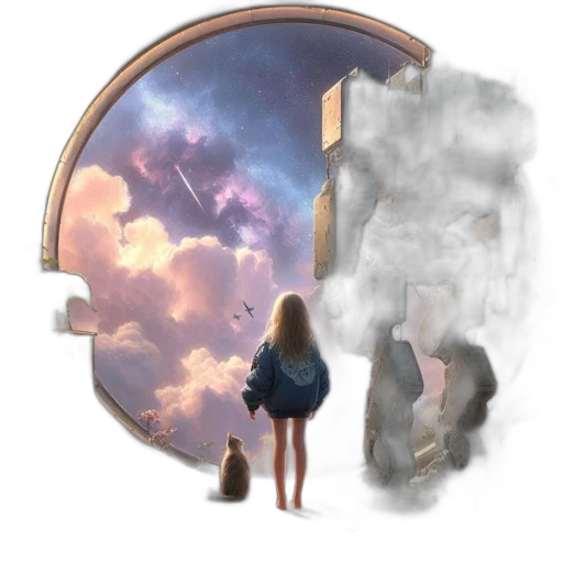 umbrella, concept art, fantasy art, 3d render, photorealistic, outer space, fog, night transparent PNG cut-out