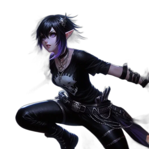 concept art, fantasy art, 3d render, cyberpunk, dark, woman, distinctive, features transparent PNG cut-out