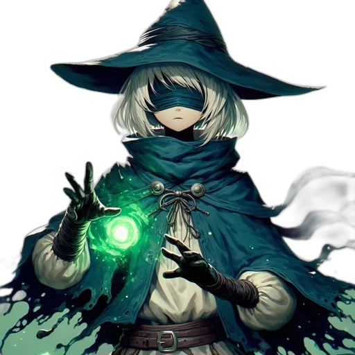 staff, mask, weapon, hat, fantasy art, concept art, pixel art, comic book art transparent PNG cut-out