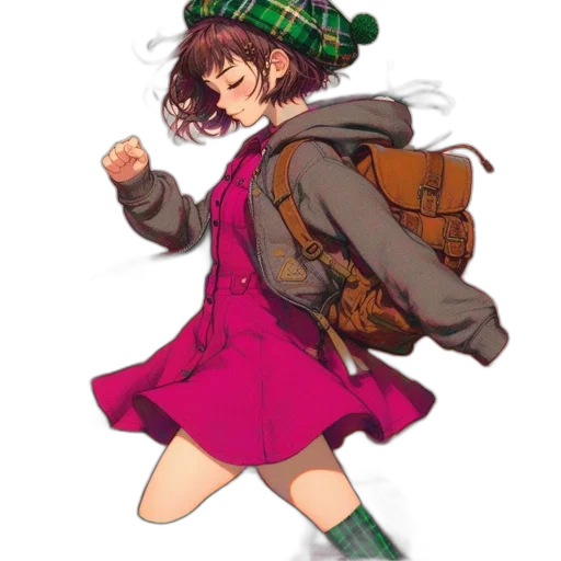 jacket, hat, weapon, staff, anime, pixel art, concept art, watercolor transparent PNG cut-out