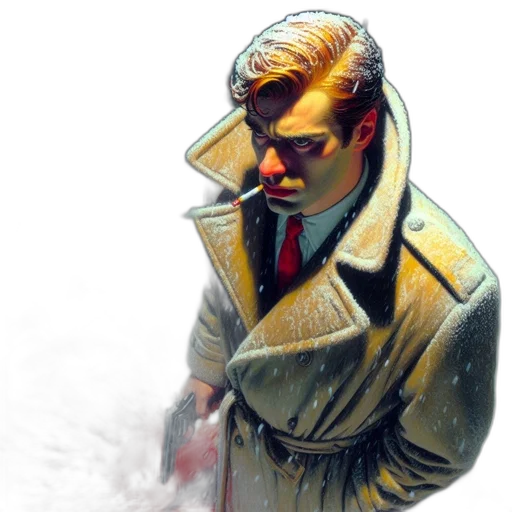 jacket, face, robot, staff, comic book art, concept art, photorealistic, 3d render transparent PNG cut-out