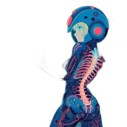 robot, dress, concept art, 3d render, cyberpunk, fantasy art, blue, futuristic transparent PNG cut-out