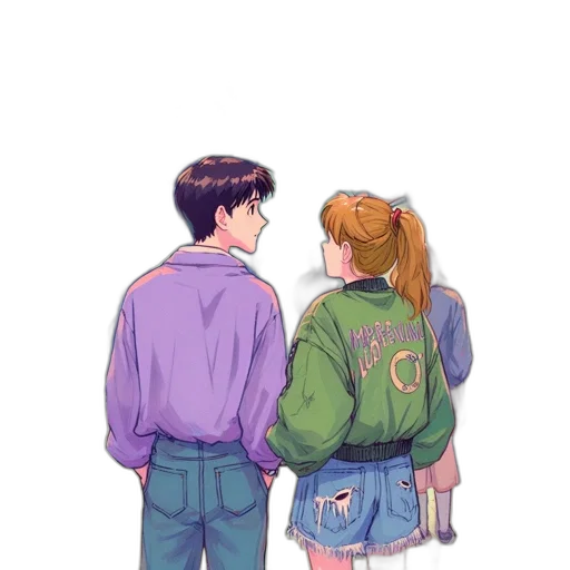 jacket, watercolor, vaporwave, anime, pixel art, neon lights, fog, outer space transparent PNG cut-out