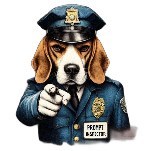 staff, beagle, dog, dresses, full, police, uniform, complete transparent PNG cut-out