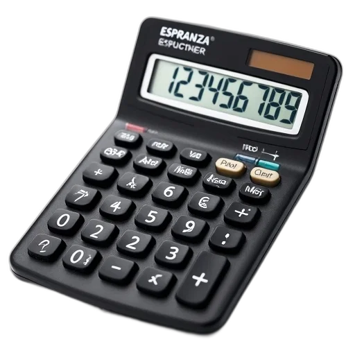 black, electronic, calculator, digital, display, showing, numbers, 3456789 transparent PNG cut-out