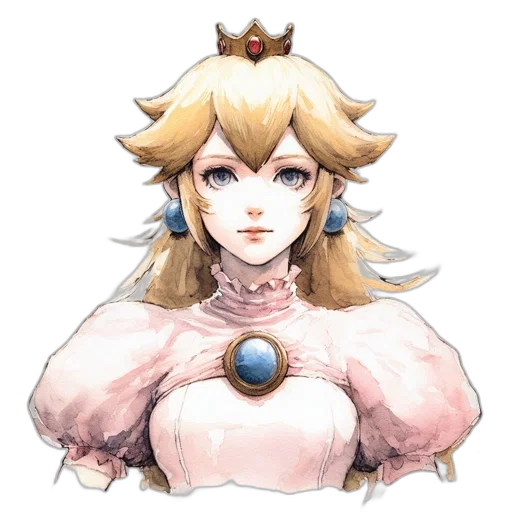 crown, dress, staff, face, concept art, watercolor, pixel art, fantasy art transparent PNG cut-out