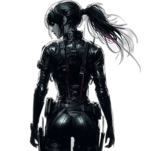 robot, jacket, mask, cyberpunk, concept art, comic book art, fantasy art, dark transparent PNG cut-out