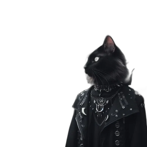 jacket, animal, staff, dress, concept art, cyberpunk, fantasy art, photorealistic transparent PNG cut-out