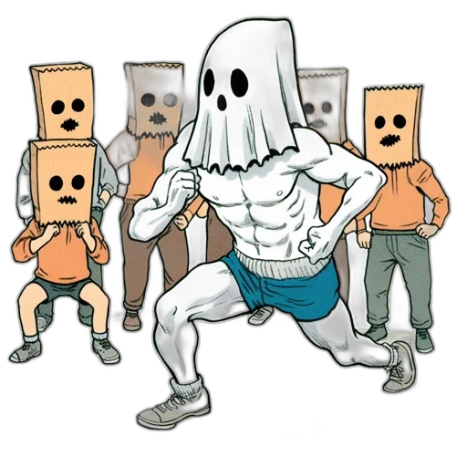 mask, robot, creature, concept art, comic book art, pixel art, cartoon, monochrome transparent PNG cut-out