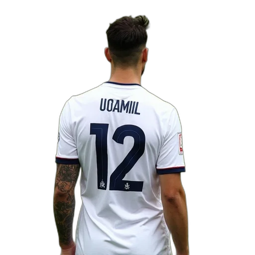 soccer, player, white, jersey, number, back, standing, grassy transparent PNG cut-out