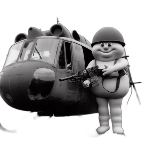 weapon, animal, cartoon, concept art, 3d render, comic book art, monochrome, image transparent PNG cut-out
