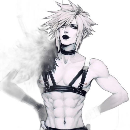 concept art, cyberpunk, fantasy art, comic book art, monochrome, dark, individual, spiky transparent PNG cut-out