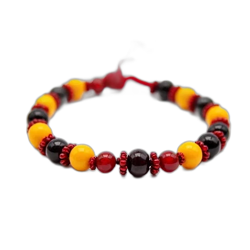 jewelry, colorful, beaded, bracelet, mix, red, yellow, black transparent PNG cut-out