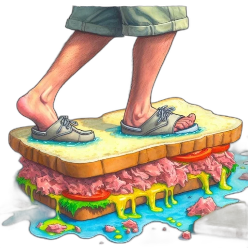food, shoes, creature, concept art, vaporwave, watercolor, pixel art, pastel transparent PNG cut-out