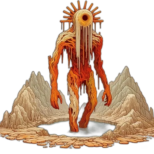 crown, creature, staff, concept art, pixel art, fantasy art, 3d render, fire transparent PNG cut-out
