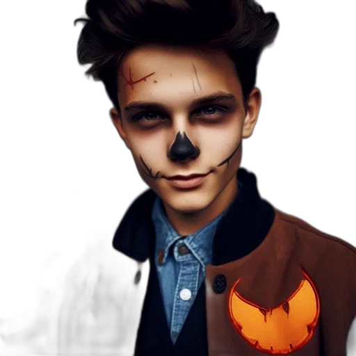 face, mask, jacket, photorealistic, cartoon, watercolor, fantasy art, dark transparent PNG cut-out