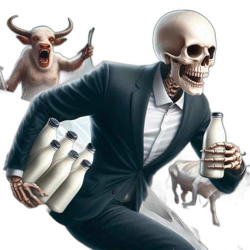 concept art, fantasy art, 3d render, skeletal, figure, suit, runs, while transparent PNG cut-out