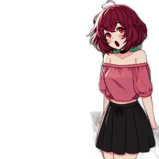 dress, staff, flower, jacket, anime, pixel art, concept art, cartoon transparent PNG cut-out