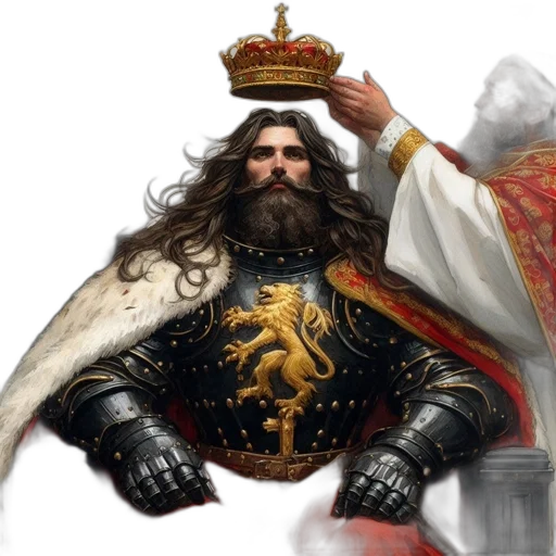 crown, sword, concept art, fantasy art, photorealistic, pixel art, elderly, king transparent PNG cut-out