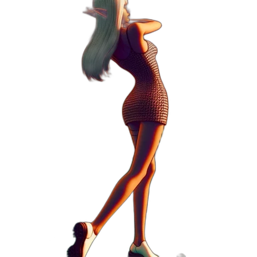 dress, staff, robot, creature, concept art, 3d render, cartoon, watercolor transparent PNG cut-out