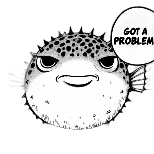 creature, animal, mask, food, underwater, illustration, grumpy-looking, pufferfish transparent PNG cut-out