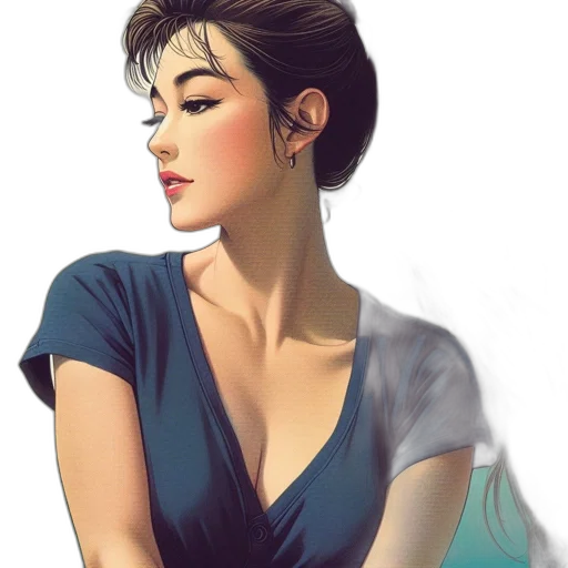 dress, face, jewelry, photorealistic, oil painting, fantasy art, watercolor, neon lights transparent PNG cut-out
