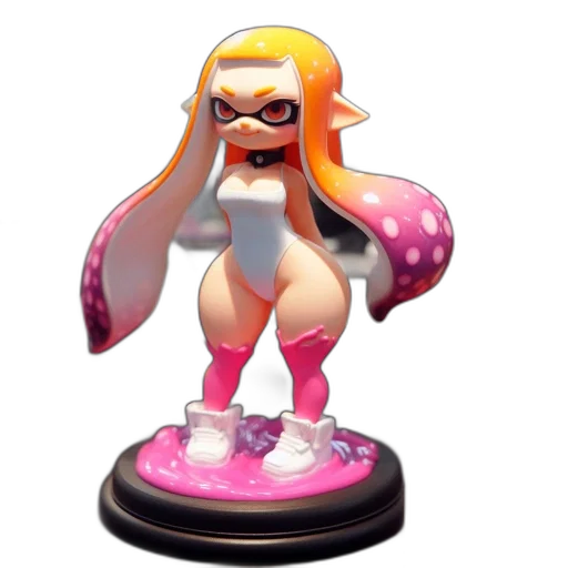 weapon, dress, concept art, 3d render, vaporwave, collection, colorful, splatoon-inspired transparent PNG cut-out