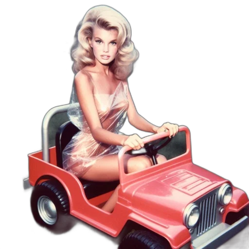 car, concept art, photorealistic, cartoon, comic book art, woman, long, blond transparent PNG cut-out