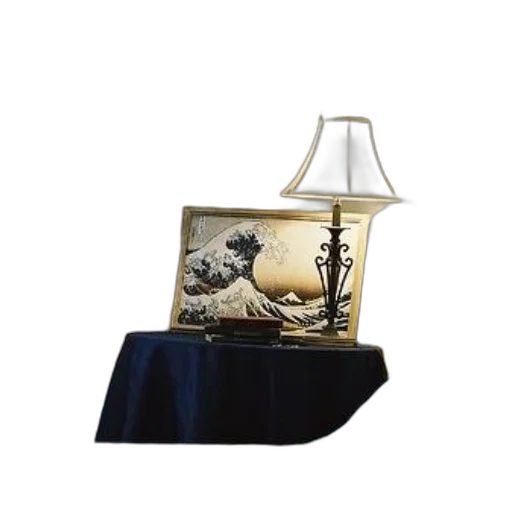 furniture, photorealistic, oil painting, underwater, night, cozy, bedroom, scene transparent PNG cut-out