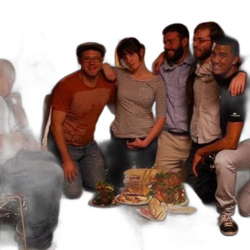 staff, outer space, group, friends, gather, around, table, filled transparent PNG cut-out