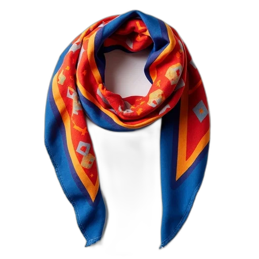 jewelry, colorful, scarf, geometric, pattern, draped, over, white transparent PNG cut-out