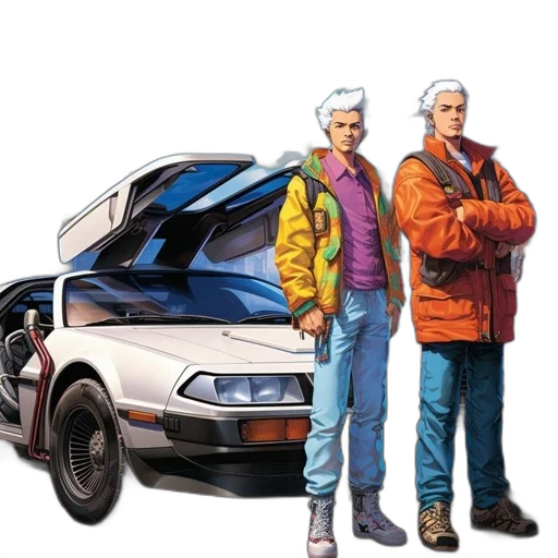 jacket, car, robot, concept art, vaporwave, comic book art, photorealistic, two transparent PNG cut-out