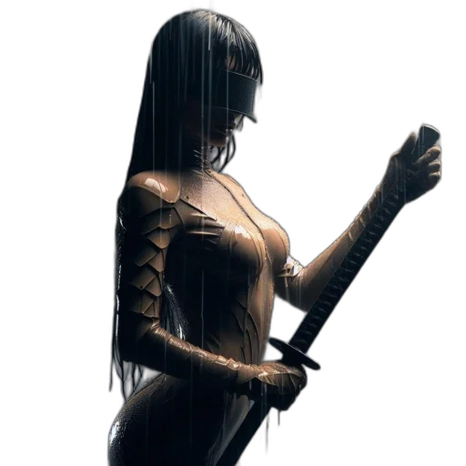 sword, weapon, staff, concept art, 3d render, fantasy art, comic book art, woman transparent PNG cut-out