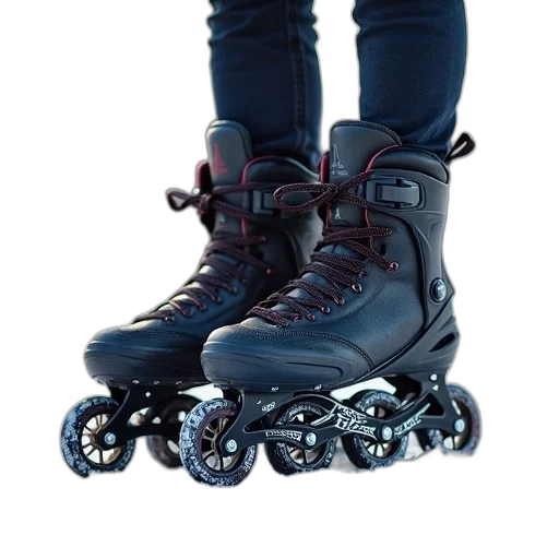 shoes, 3d render, photorealistic, pair, inline, skates, snow, grips transparent PNG cut-out