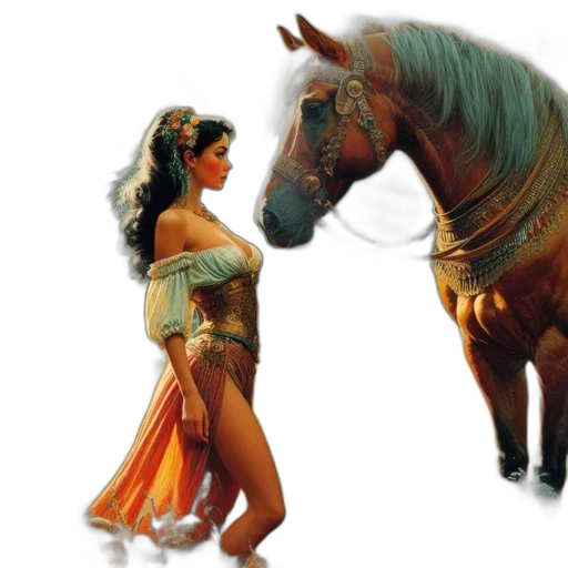 animal, fantasy art, concept art, comic book art, photorealistic, underwater, woman, dark transparent PNG cut-out