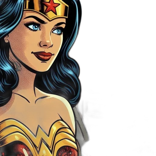 comic book art, cartoon, concept art, woman, dressed, wonder, holds, remote transparent PNG cut-out